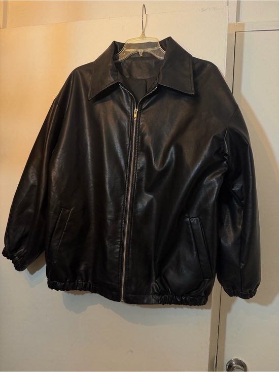 Dazy Jackets & Blazers - Dazy Black Faux Leather Bomber Jacket
